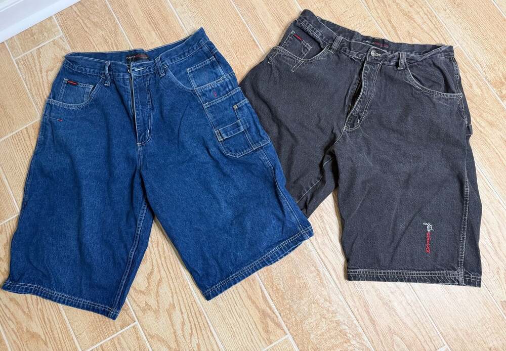 Vintage FUBU The Collection Men's Baggy Carpenter Denim Shorts Lot of 2
